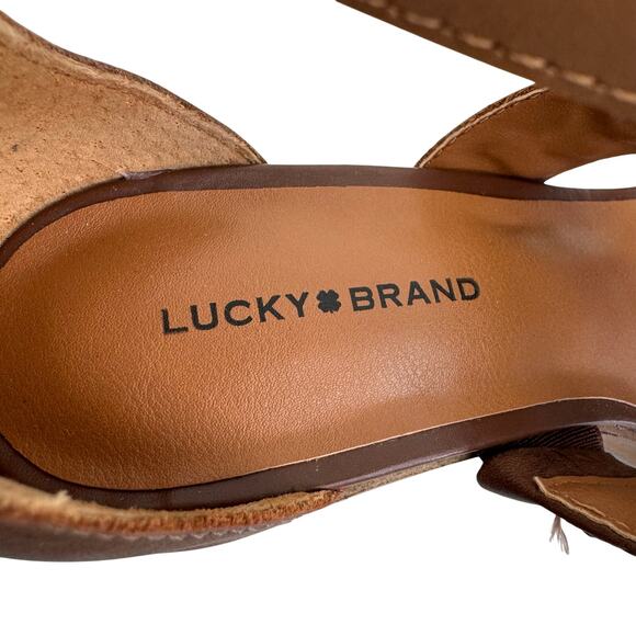 LUCKY BRAND SERENAY LEATHER BLOCK HEELED SANDALS IN BROWN NWOB WOMEN'S SIZE 8 - Picture 11 of 14